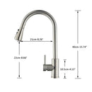 Brushed nickel pull out kitchen faucet with arched spray head