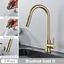 Brushed nickel pull out kitchen faucet with arched spray head