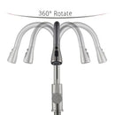 Brushed nickel pull out kitchen faucet with arched spray head