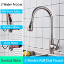 Brushed nickel pull out kitchen faucet with arched spray head