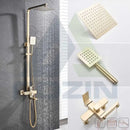 Brushed nickel rain shower system with handheld spray for bathroom