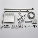 Brushed nickel rain shower system with handheld spray for bathroom