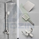 Brushed nickel rain shower system with handheld spray for bathroom