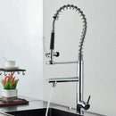 Brushed nickel spring kitchen faucet with pull down spray head