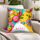 Flowers and Eggs Easter Throw Cushion Pillow Cover