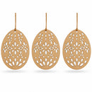 Set of 3 Easter Egg Unfinished Wooden Flowers Ornament 3.15 Inches