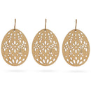 Set of 3 Easter Egg Unfinished Wooden Flowers Ornament 3.15 Inches