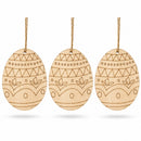 Set of 3 Easter Egg Unfinished Wooden Ornament 4.3 Inches