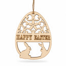 Set of 3 Happy Easter Egg Unfinished Wooden Ornament 4.3 Inches