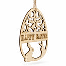 Set of 3 Happy Easter Egg Unfinished Wooden Ornament 4.3 Inches
