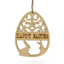 Set of 3 Happy Easter Egg Unfinished Wooden Ornament 4.3 Inches
