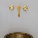 Built In Brass Bathroom Faucet- Hammered Wall Sink Faucet