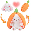 Reversible Strawberry Bunny Plush Toy Soft Polyester Stuffed Animal for Kids Hide and Seek Transforming Toy