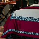 Burgundy & silver egyptian cotton embroidery bedding set bedroom