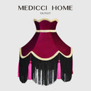 Burgundy wine red velvet scalloped lampshade with tassels living room