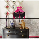 Burgundy wine red velvet scalloped lampshade with tassels living room