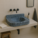 Bursa Gray Marble Bathroom Sink with 6" Backsplash (W)16" (L)27" (H)6" ;polished installed over ceramic vanity