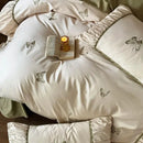 Butterfly embroidery cream satin bedding set bedroom duvet sheet