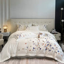 Butterfly embroidery white cotton bedding set – bedroom decor