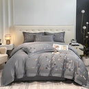 Butterfly embroidery white cotton bedding set – bedroom decor