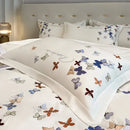 Butterfly embroidery white cotton bedding set – bedroom decor