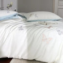 Butterfly embroidery white lyocell cotton bedding set bedroom sheets