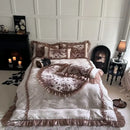 DecorBites™ Butterfly Flowers Lace Velvet Bedding Set with Ruffles - Full Bed Linen Collection