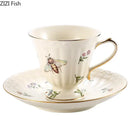 Butterfly gold ceramic cup and saucer set dining room porcelain tea set