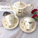 Butterfly gold ceramic cup and saucer set dining room porcelain tea set