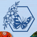 Butterfly in Hexagon with Buttercups Sign