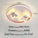 Butterfly pink ceiling light white & maroon kids room lamp