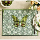 Butterfly print throw pillow green & off-white living room decor