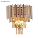 Butterfly tiered gold finish crystal wall sconce bedroom light