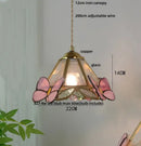 Butterfly tiffany glass pendant light dining room blue & green shade