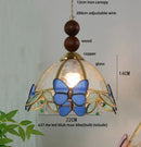 Butterfly tiffany glass pendant light dining room blue & green shade