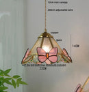 Butterfly tiffany glass pendant light dining room blue & green shade