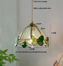 Butterfly tiffany glass pendant light dining room blue & green shade