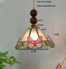 Butterfly tiffany glass pendant light dining room blue & green shade
