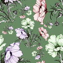 Fashionable Green Wallpaper with Flowers Fashionable