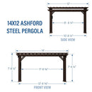 [10X12FT] Alora Heavy-Duty Backyard Galvanized Steel Powder Coated Pergola (SAK73041)