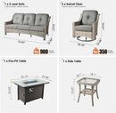 Outdoor 5 Piece Patio Set With Fire Pit Table Dark Grey