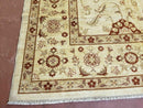 Oushak Rug 10x14 Neutral Colors Handmade Peshawar Wool Carpet Oatmeal Beige