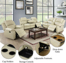 Beige 3 Piece Manual Recliner Sofa Set With Cup Holders