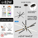 Black 31.5 Inch Modern Sputnik LED Chandelier Lighting