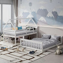Solid Wood Twin Over Full Bunk Bed White With Guardrails