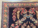 Antique Persian Kerman Rug 2.8 x 4, Navy Blue, Floral
