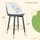 Modern White and Dark Gray Spliced Color PU Upholstered Bar Chair with Black Metal Legs, 360° Rotatable, Set of 2