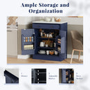 [Assembly Video Provided] TOPMAX Modern Freestanding Kitchen Pantry,Buffet Food Storage, Coffee Bar Cabinet with Drawer, 2 Adjustable Shelves and 2 Door Shelves for Dining, Kitchen, Blue