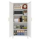 71'' 2 Shapely Doors Cabinet, Metal Storage Cabinet with Doors and Adjustable Shelves, for Bedroom, Living Room, Kitchen (White)