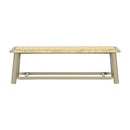 Farmhouse Modern Solid Wood Rattan Bench - 59 Inch Indoor & Covered Outdoor Bench Champagne Finish Multi-Functional Design